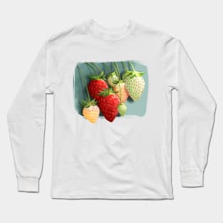 Vibrant strawberries illustration Long Sleeve T-Shirt